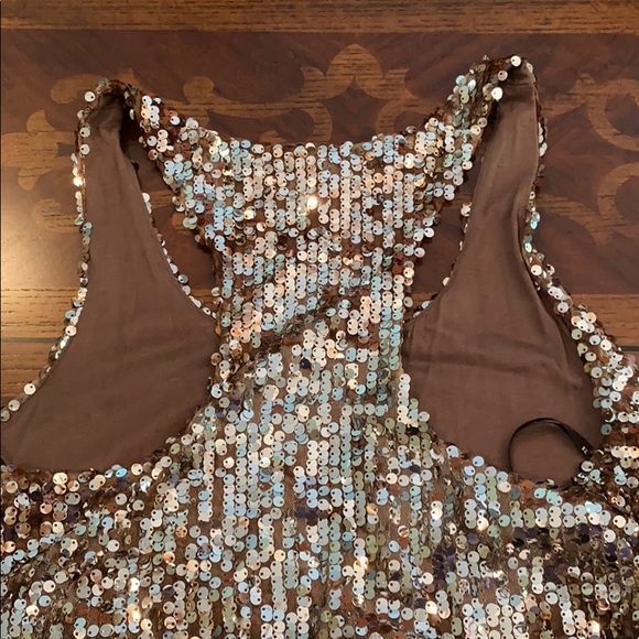Forever 21 Sequin Racerback Tank Brown Silver - Picture 5 of 5